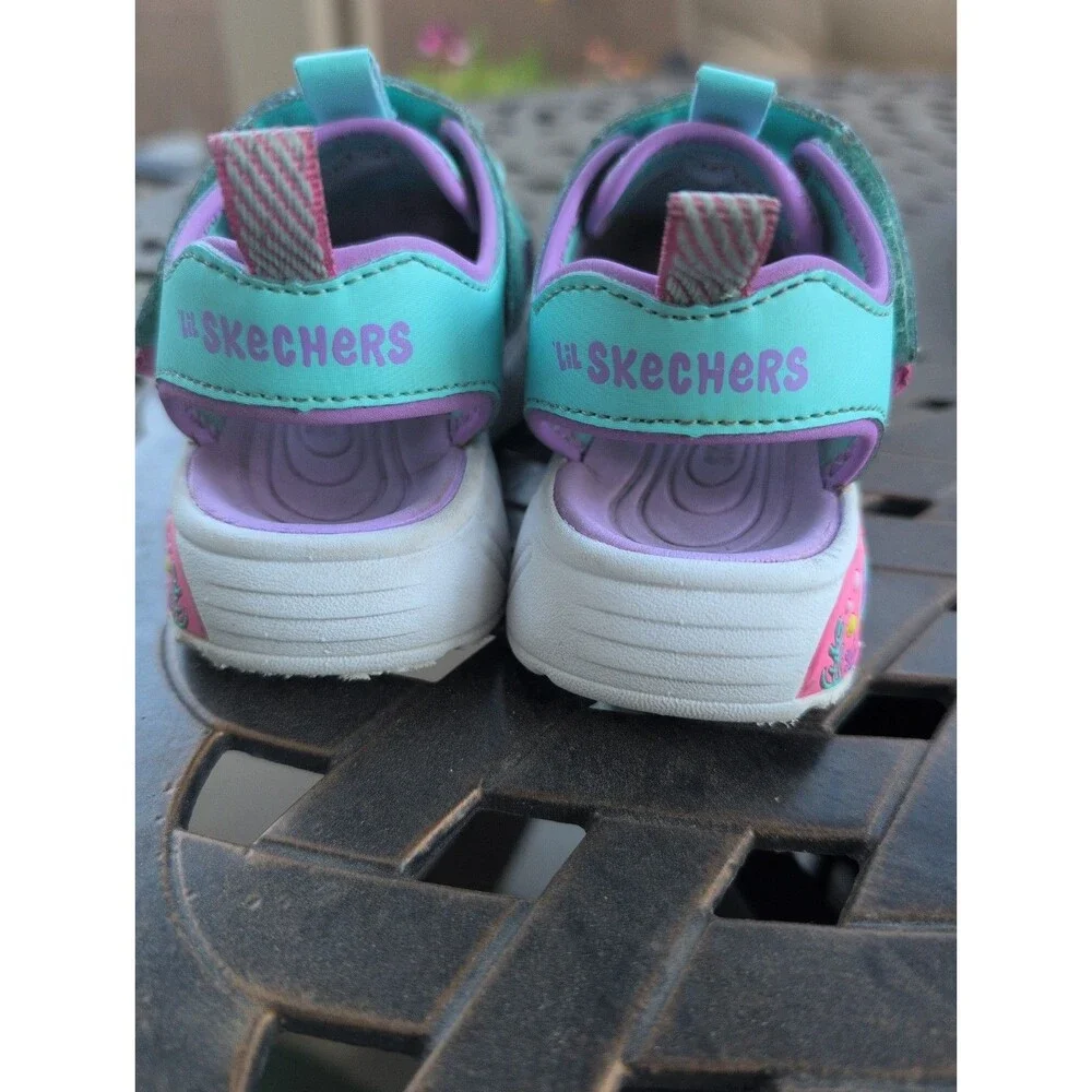 'Lil Sketchers Girls Toddler Size 8 Mermaid Sea Animals Velcroe Sandals